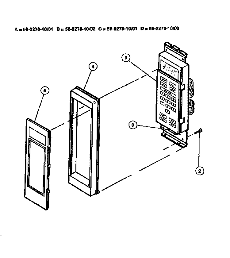 CONTROL PANEL Diagram and Parts List for 56-2278-10-02  Tappan Microwave