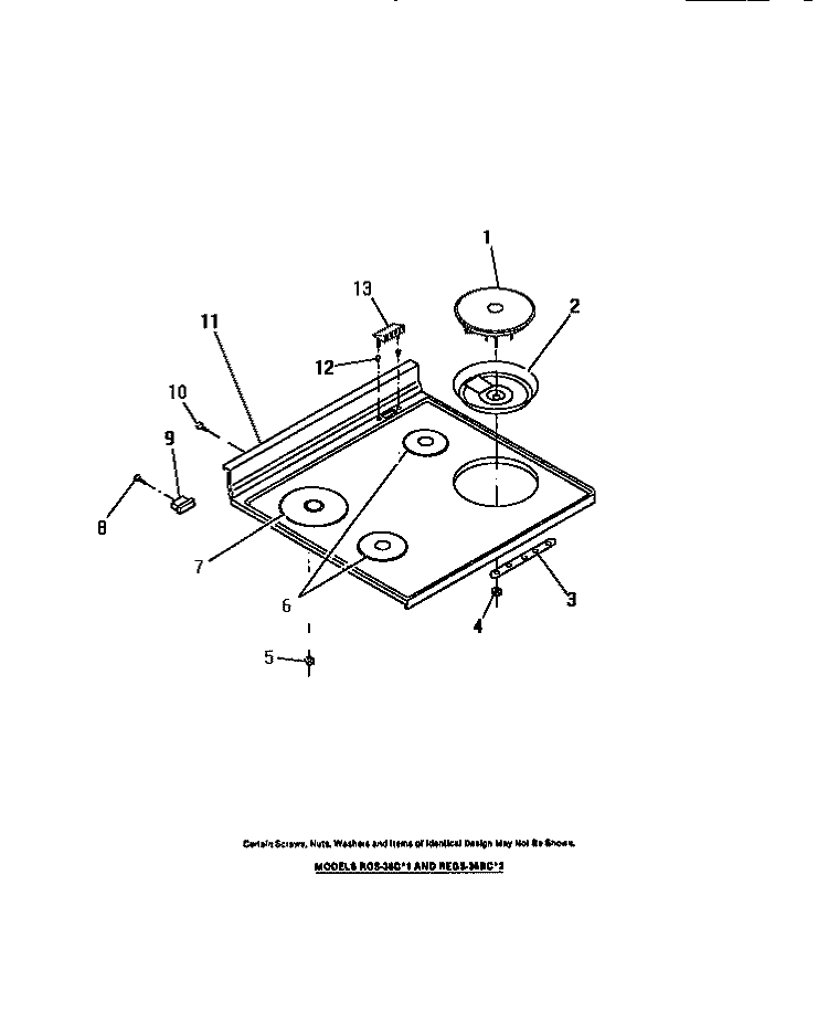 COOK TOP, SURFACE UNITS, DRIP PANS Diagram and Parts List for REGS36BCW2  Frigidaire Wall Oven