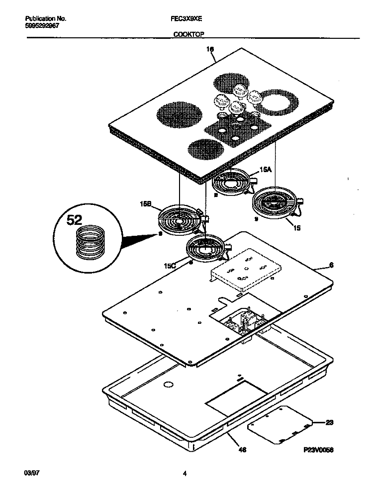 COOKTOP Diagram and Parts List for FEC3X9XESB  Frigidaire Cooktop