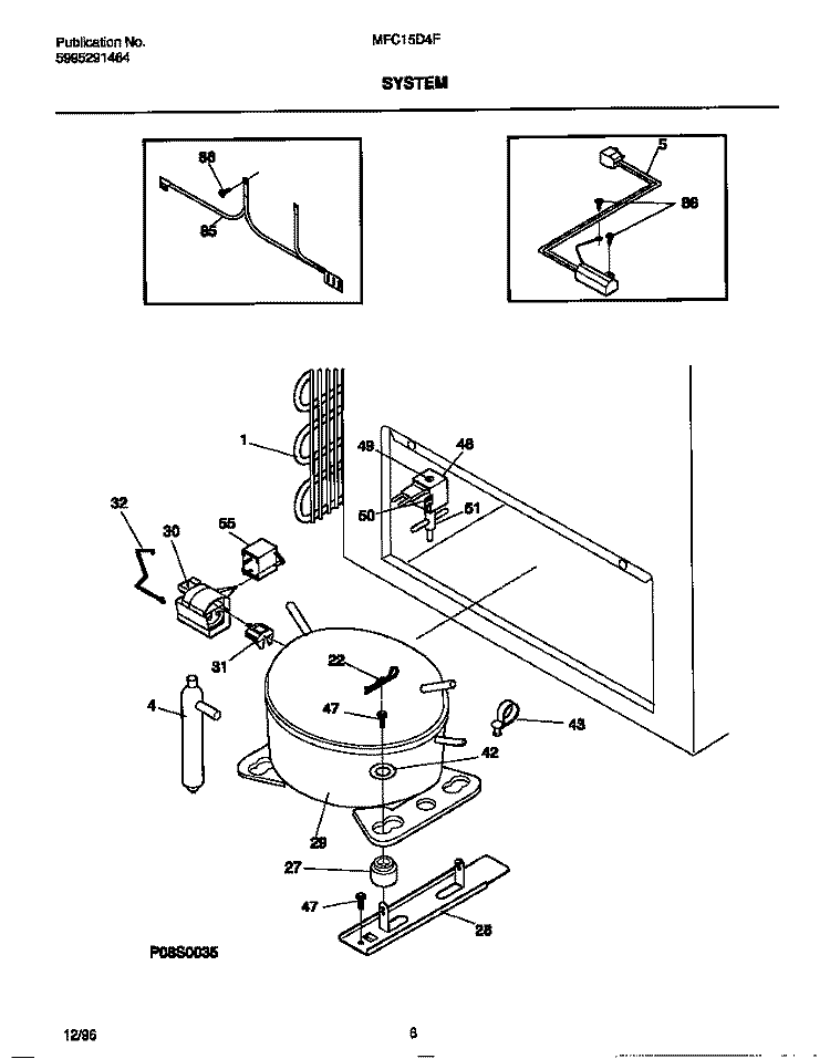 SYSTEM Diagram and Parts List for MFC15D4FW0  Frigidaire Freezer