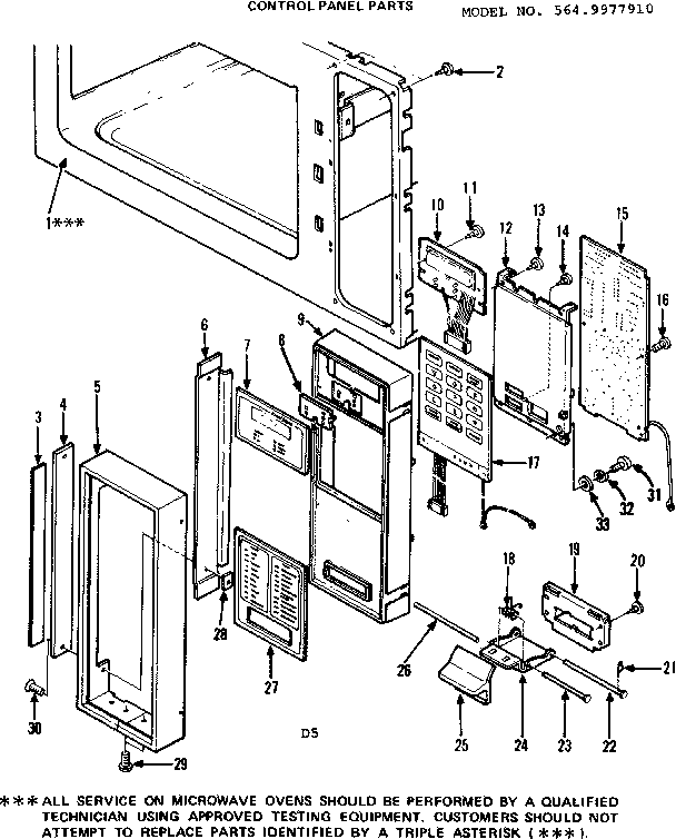 Control Panel Parts Diagram and Parts List for 5649977910  Kenmore Microwave
