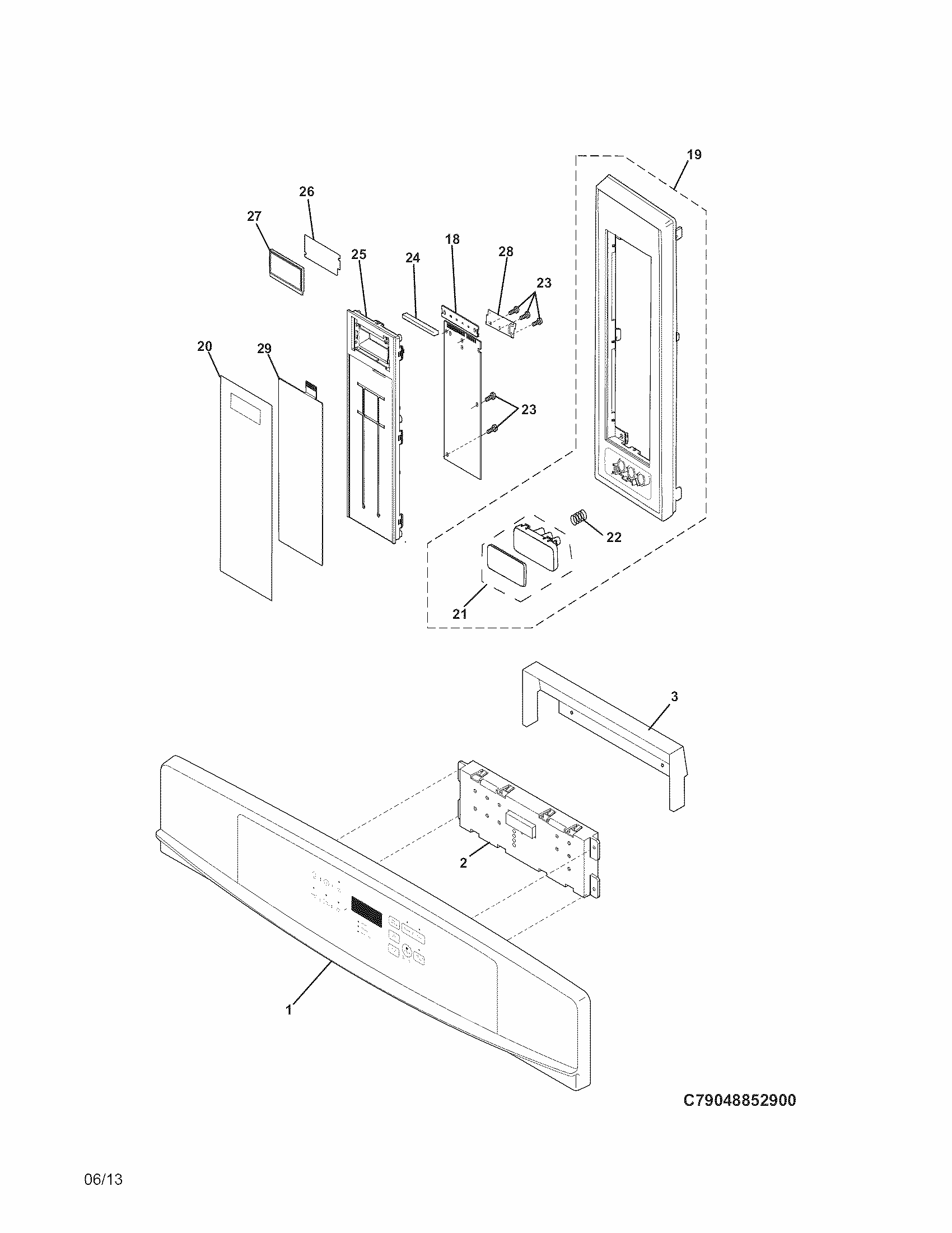 Control Panel Diagram and Parts List for 79048842901  Kenmore Microwave
