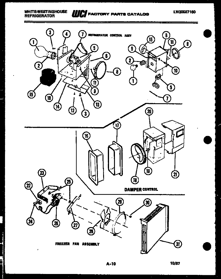 REFRIGERATOR CONTROL ASSEMBLY, DAMP Diagram and Parts List for RS192GCF4  Frigidaire Refrigerator