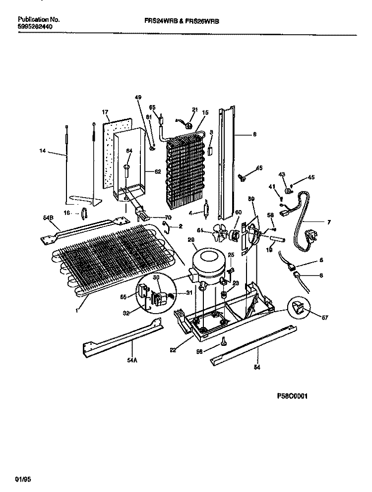 COOLING SYSTEM Diagram and Parts List for FRS26WRBD1  Frigidaire Refrigerator
