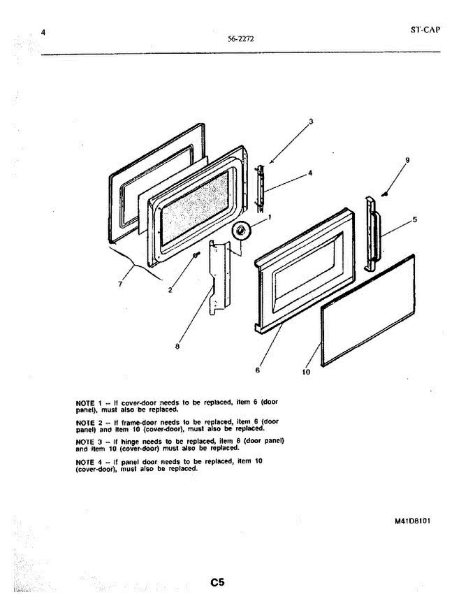 05 - Door Diagram and Parts List for 56-2272-10 01 Frigidaire Microwave