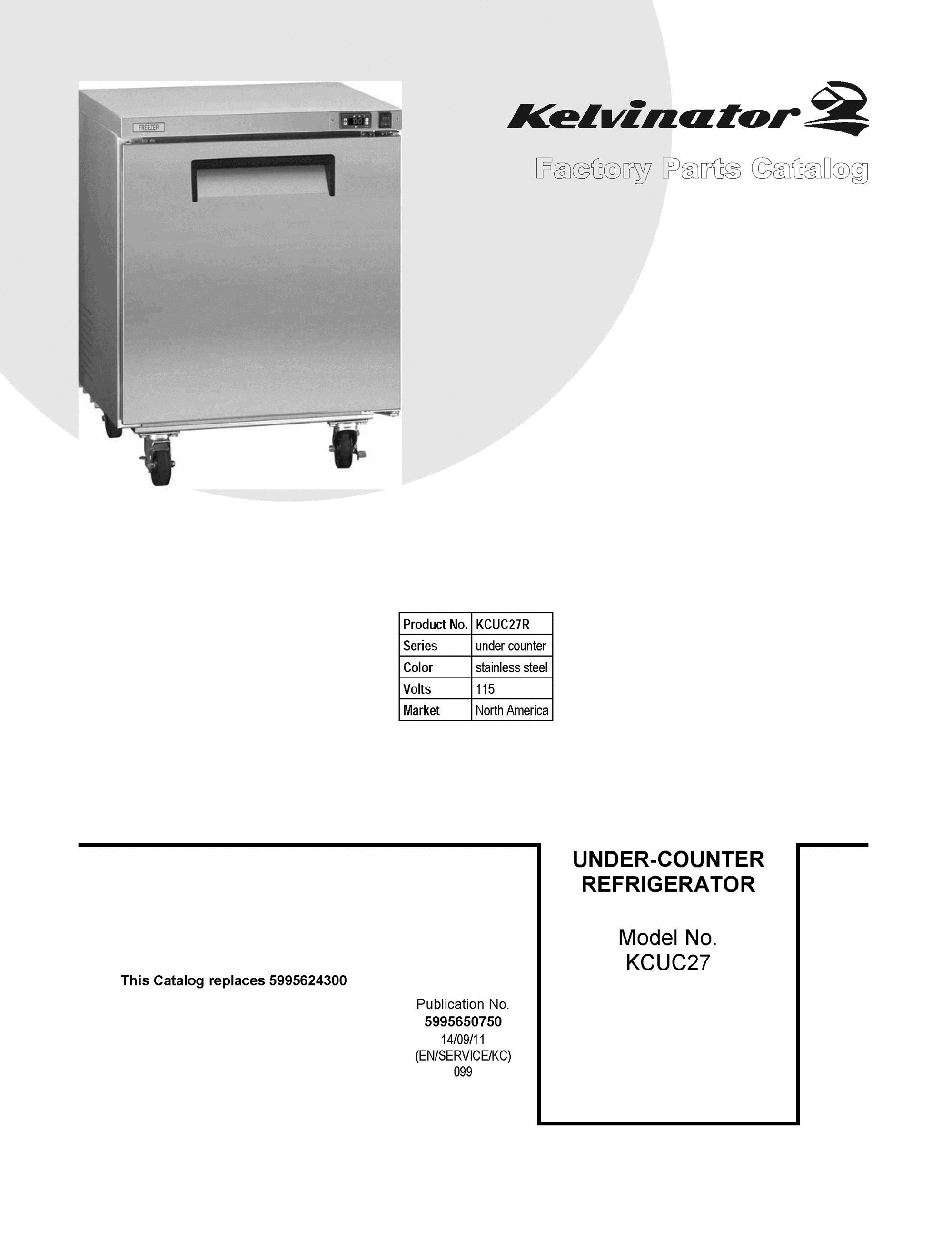 01 - COVER SHEET Diagram and Parts List for KCUC27R  Frigidaire Refrigerator