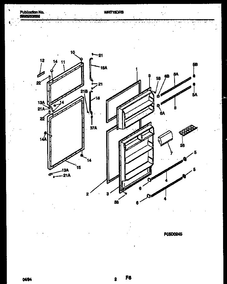 DOOR PARTS Diagram and Parts List for WRT15DRBW0  Frigidaire Refrigerator