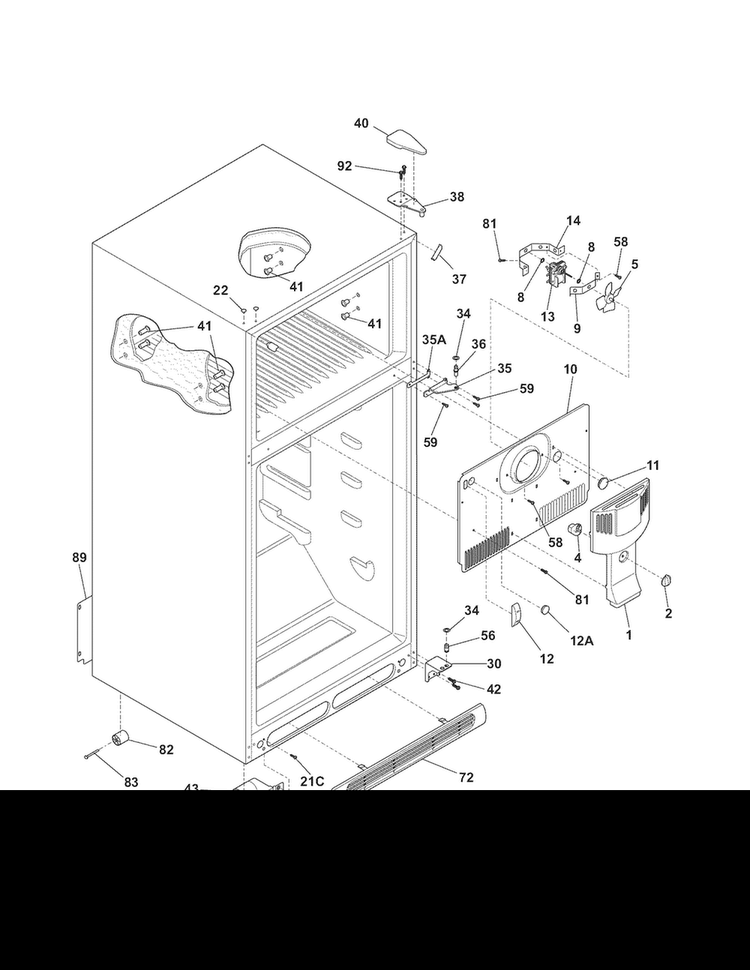Cabinet Diagram and Parts List for 25362924012  Kenmore Refrigerator