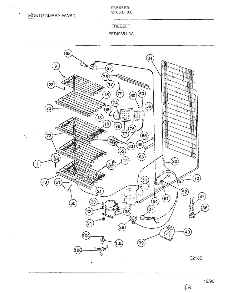 Freezer Page 5 Diagram and Parts List for 49651-0A  Frigidaire Freezer