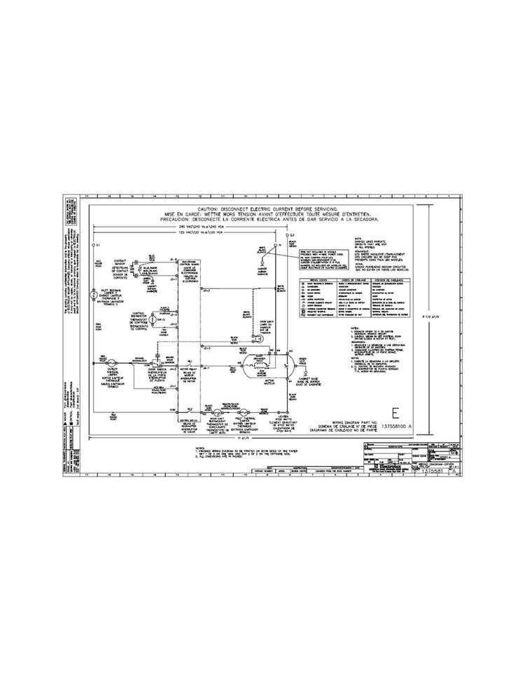 Wiring Diagram Diagram and Parts List for CFQE5100PW1  Frigidaire Dryer