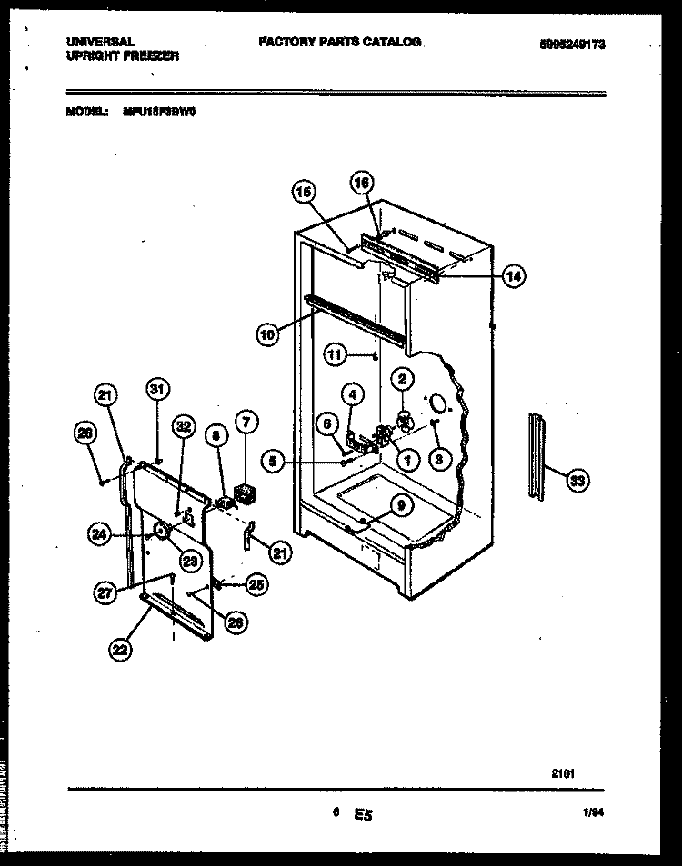 INTERIOR PARTS Diagram and Parts List for MFU16F3BW0  Uni Freezer