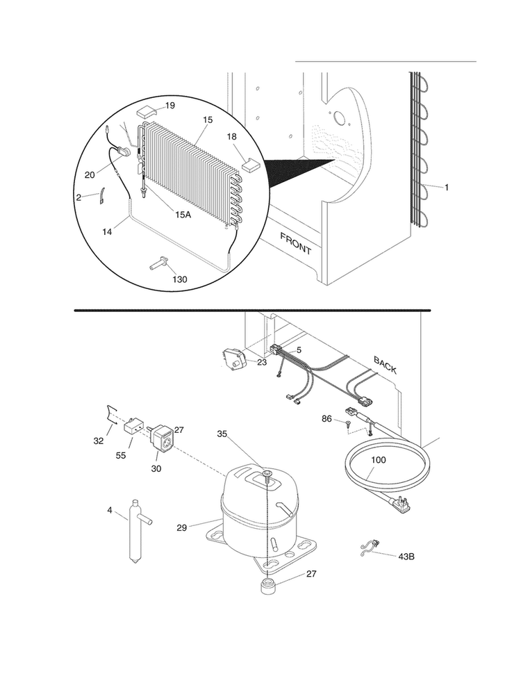 System Diagram and Parts List for TFRU17B2JWC  Tappan Freezer