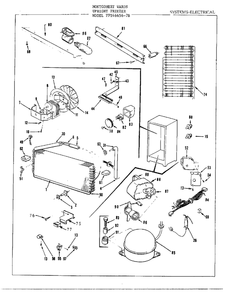 Electrical Diagram and Parts List for 46656B  Frigidaire Freezer
