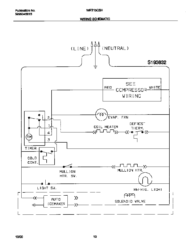 Wiring Schematic Diagram and Parts List for WRT15CSHD4  Westinghouse Refrigerator