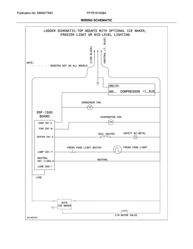 Wiring Schematic Diagram and Parts List for FFTR1514QB4  Frigidaire Refrigerator