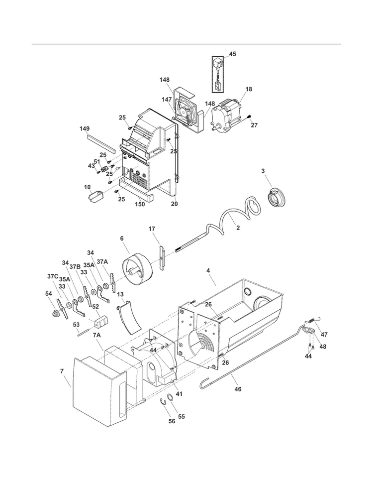 Ice Container Diagram and Parts List for FGUB2642LE4  Frigidaire Refrigerator