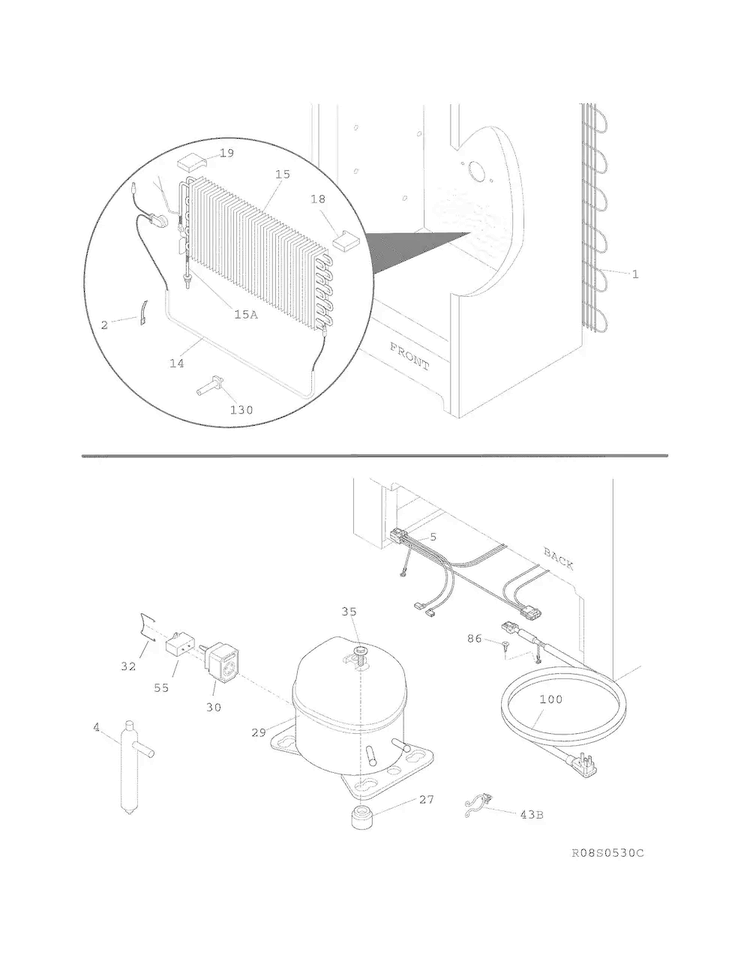 System Diagram and Parts List for FKCH17F7HWF  Frigidaire Refrigerator