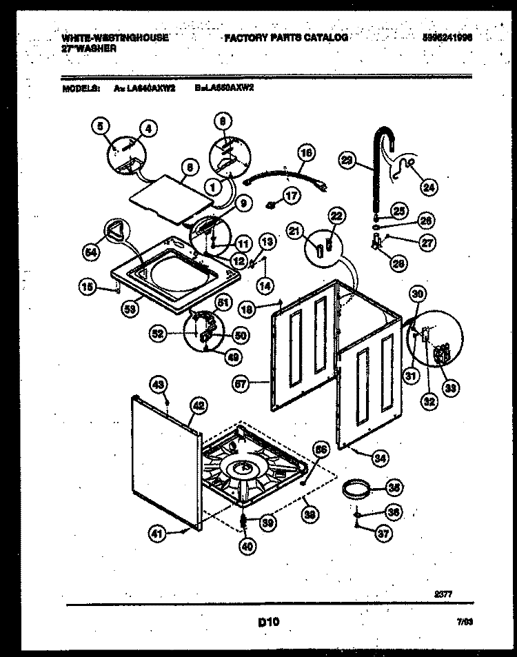 CABINET PARTS Diagram and Parts List for LA650AXW2  Frigidaire Washer