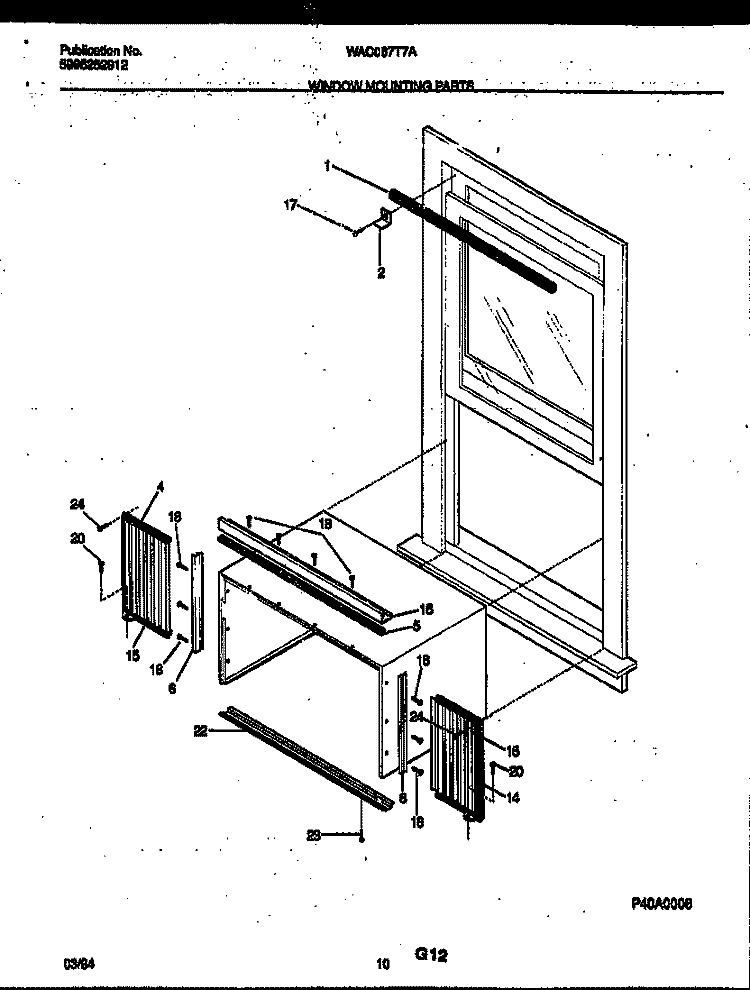 WINDOW MOUNTING PARTS Diagram and Parts List for WAC067T7A1  Frigidaire Air Conditioner