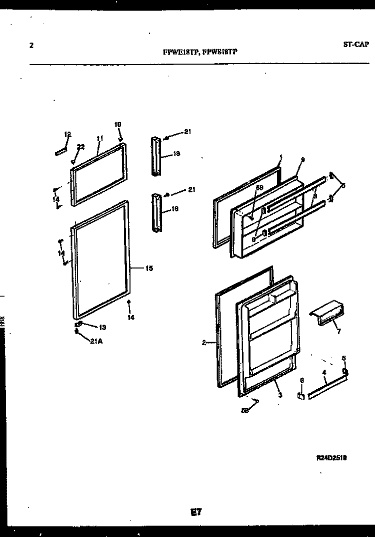 DOOR PARTS Diagram and Parts List for FPWS18PLL0  Frigidaire Refrigerator