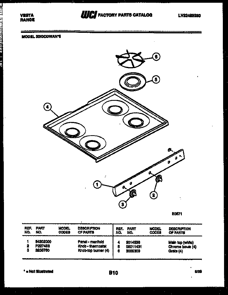 COOKTOP PARTS Diagram and Parts List for 30IGCDWAN5  Tappan Range