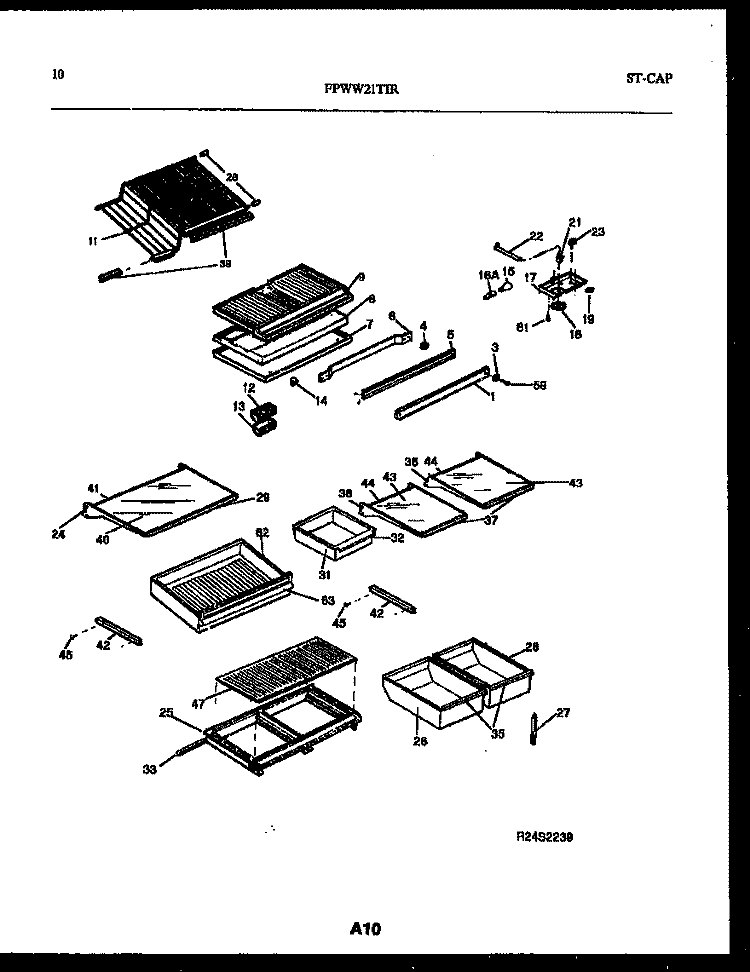 SHELVES AND SUPPORTS Diagram and Parts List for FPWW21TIRW0  Frigidaire Refrigerator
