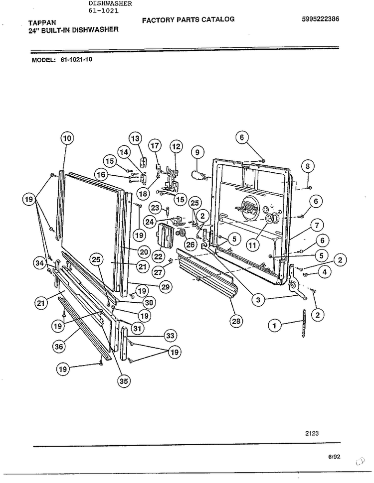 24" Built-in Dishwasher Page 3 Diagram and Parts List for 61-1021  Tappan Dishwasher