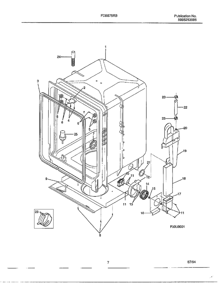 Dishwasher Page 6 Diagram and Parts List for 789  Frigidaire Dishwasher