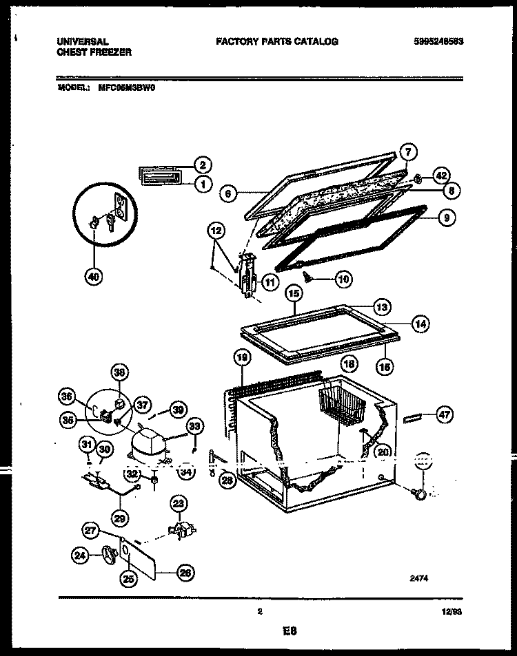 CHEST FREEZER PARTS Diagram and Parts List for MFC05M3BW0  Frigidaire Freezer