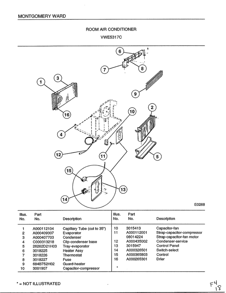 Room Air Conditioner Page 2 Diagram and Parts List for 5317C  Frigidaire Air Conditioner