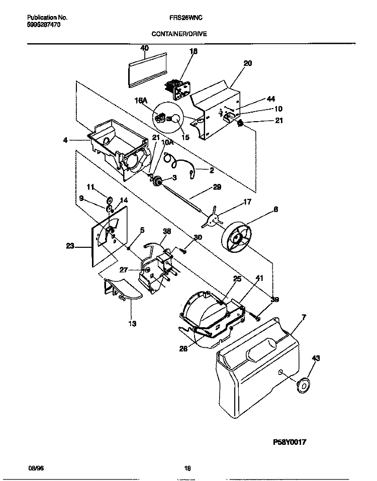 CONTAINER / DRIVE Diagram and Parts List for FRS26WNCW3  Frigidaire Refrigerator
