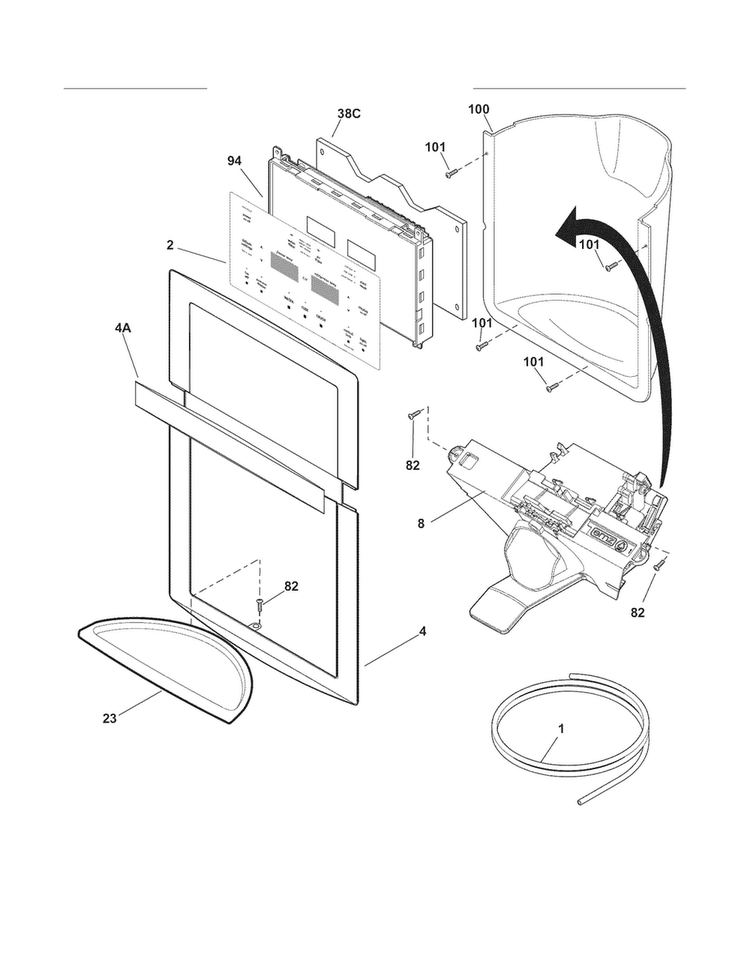 Ice & Water Dispenser Diagram and Parts List for FPUS2686LF2  Frigidaire Refrigerator