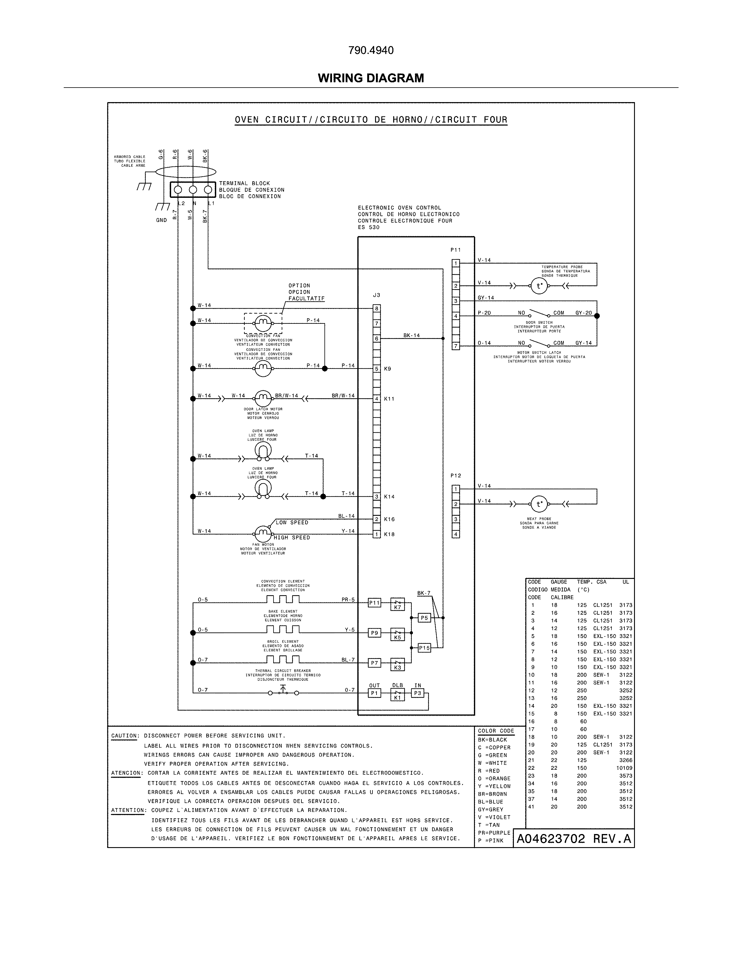 Wiring Diagram Diagram and Parts List for 79049402315  Kenmore Wall Oven