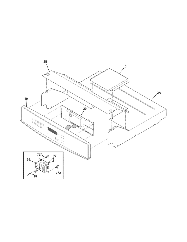 Control Panel Diagram and Parts List for EI30EW35KW2  Electrolux Wall Oven