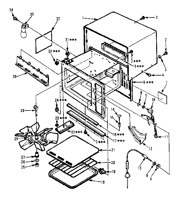 Cabinet Parts Diagram and Parts List for 5648888511  Kenmore Microwave