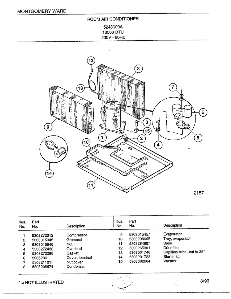 Room Air Conditioner Page 5 Diagram and Parts List for 5243000A  Frigidaire Air Conditioner