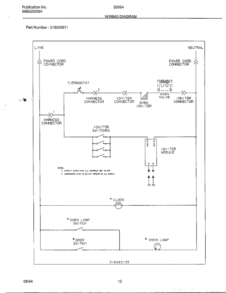 Wiring Diagram Diagram and Parts List for 28364  Frigidaire Range