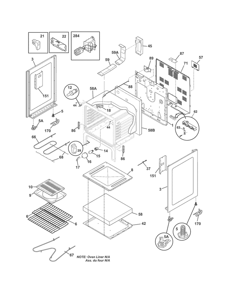 Body Diagram and Parts List for GNEM30NWNWB  Gibson Range