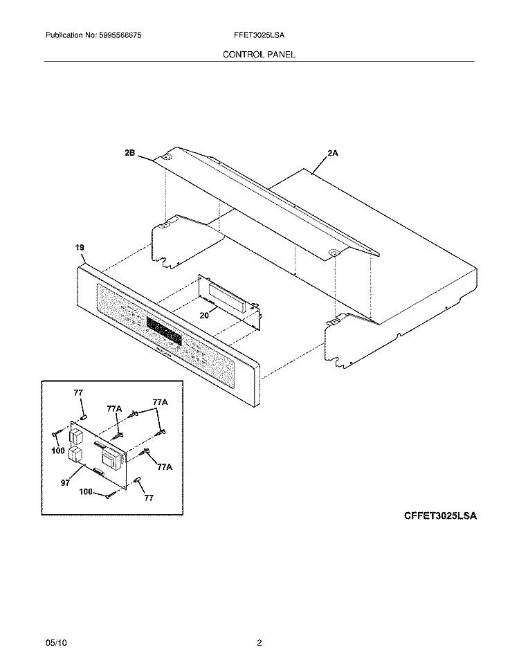 CONTROL PANEL Diagram and Parts List for FFET3025LSA  Frigidaire Wall Oven