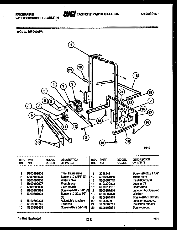 POWER DRY AND MOTOR PARTS Diagram and Parts List for DW3400PW1  Frigidaire Dishwasher