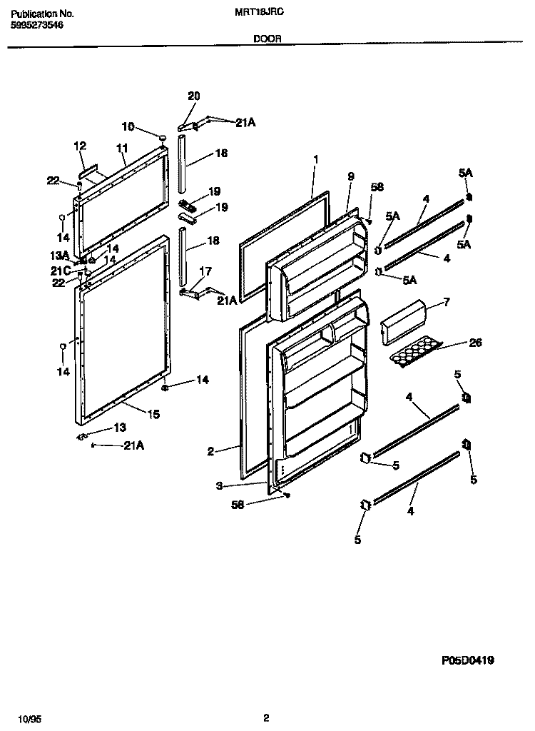 DOOR Diagram and Parts List for MRT18JRCD1  Frigidaire Refrigerator