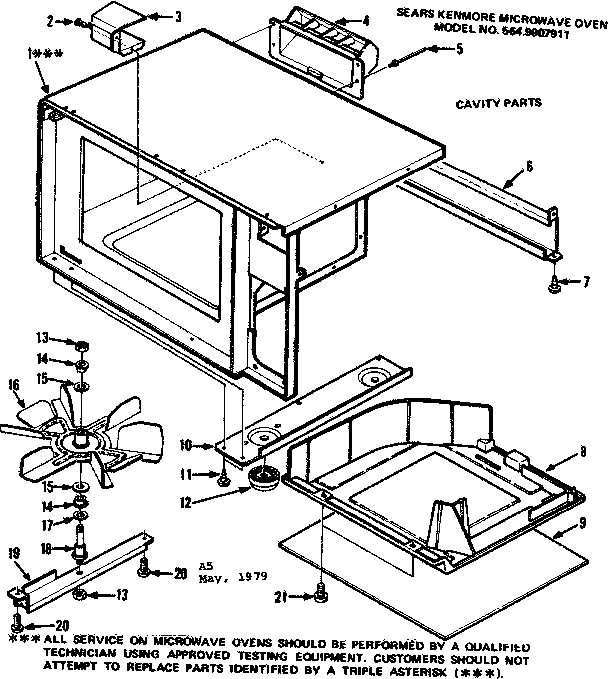 Cavity Parts Diagram and Parts List for 5649907911  Kenmore Microwave