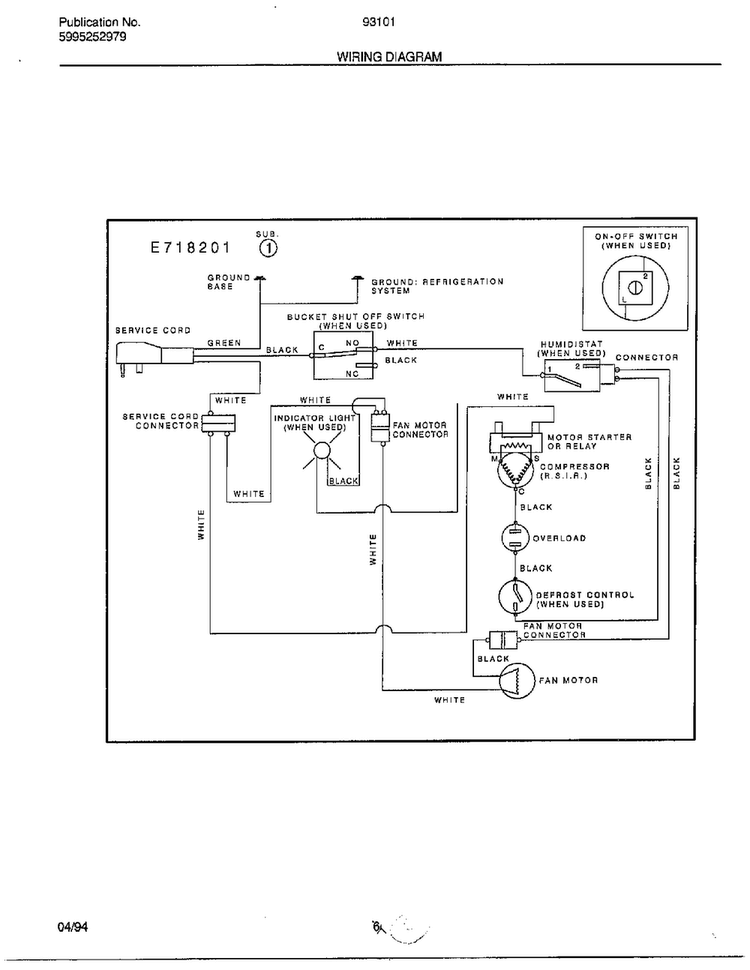 Wiring Diagram Diagram and Parts List for 93010A  Frigidaire Dehumidifier