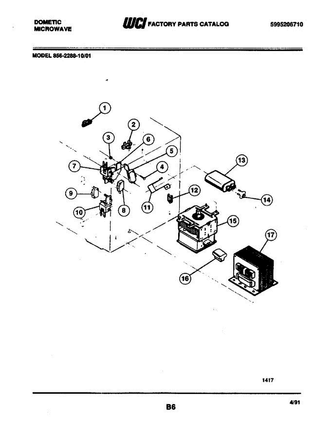 04 - Transformer Diagram and Parts List for 856-2288-10 01 Frigidaire Microwave