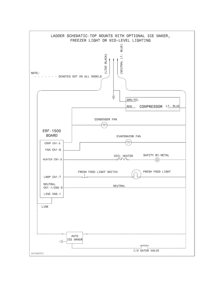 Wiring Schematic Diagram and Parts List for 25360509413  Kenmore Refrigerator
