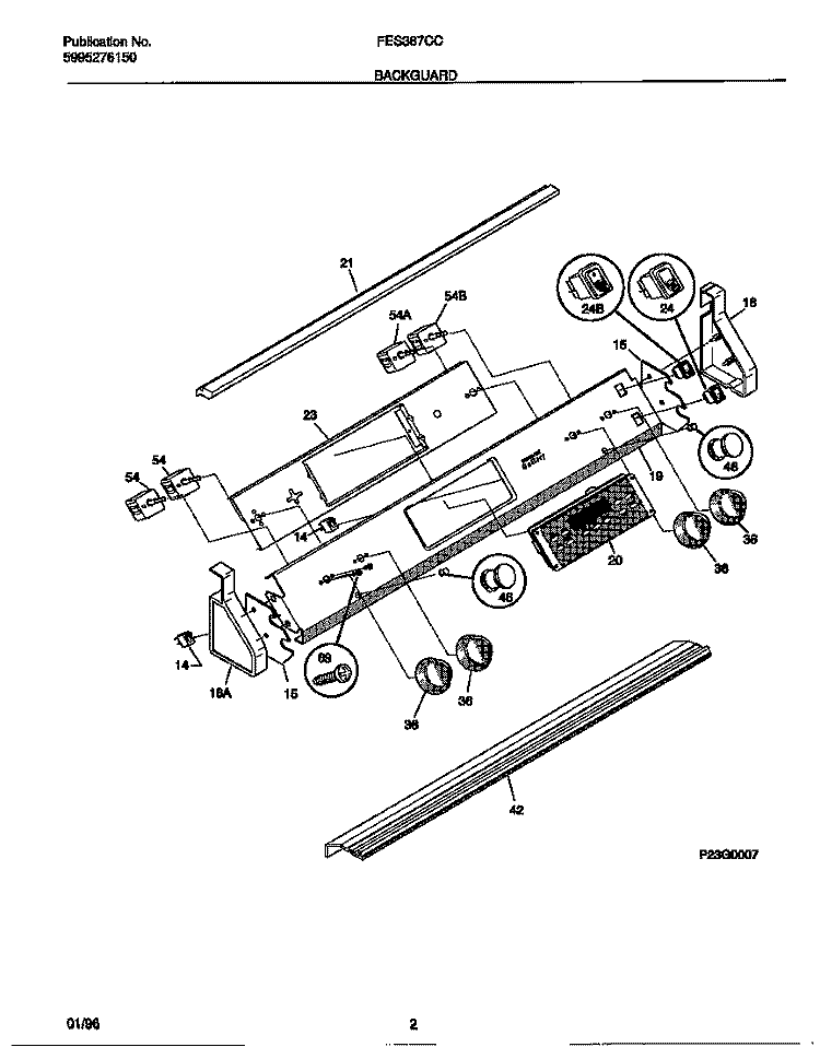 BACKGUARD Diagram and Parts List for FES387CCSC  Frigidaire Wall Oven