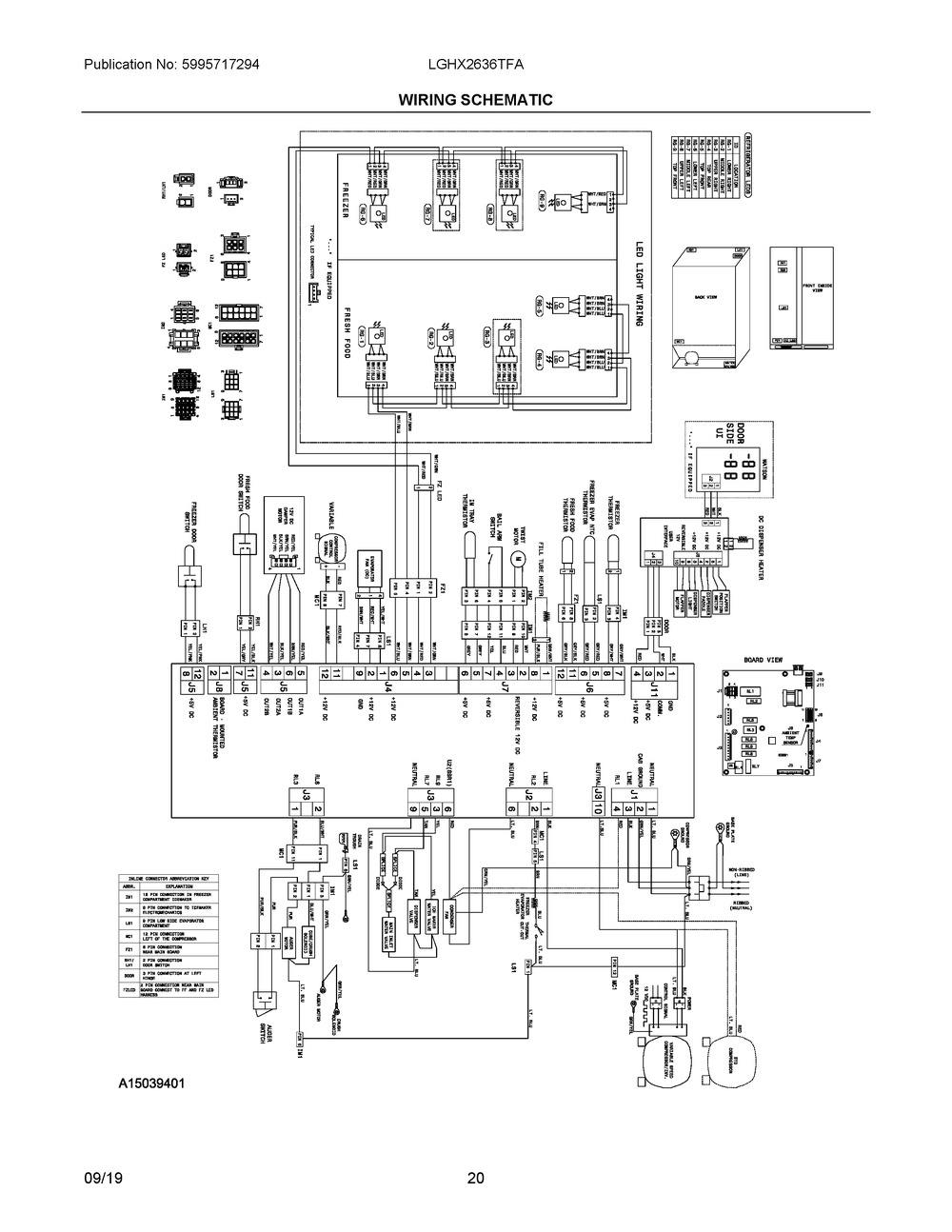 Wiring Schematic Diagram and Parts List for LGHX2636TFA  Frigidaire Refrigerator