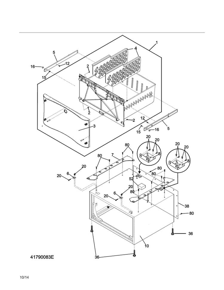 Pedestal Diagram and Parts List for 41790083E1  Kenmore Laundry Accessories