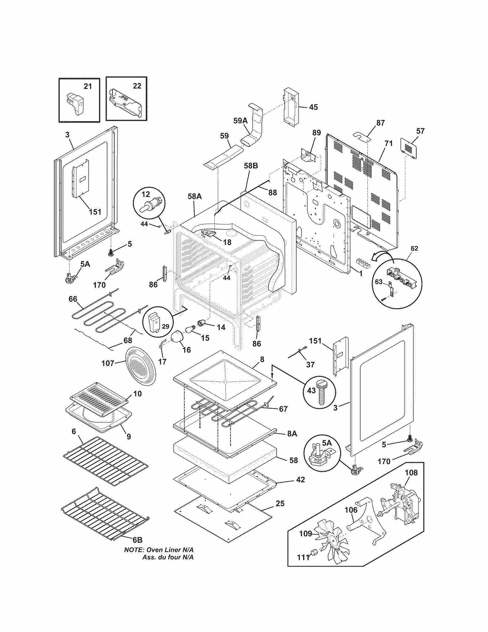Body Diagram and Parts List for 79092512211  Kenmore Range