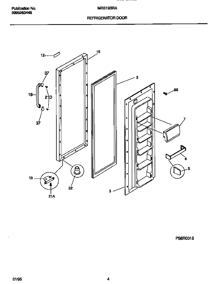 REFRIGERATOR DOOR Diagram and Parts List for MRS19BRAW2  Uni Refrigerator